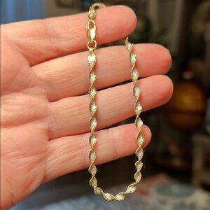 Vintage Dual Tone Gold Sterling Silver Twist Bracelet